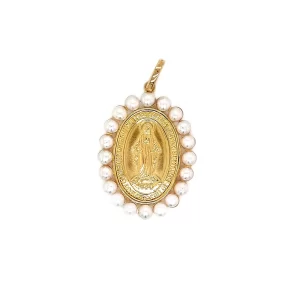 miraculous-medal-14k-yellow-gold with-pearls
