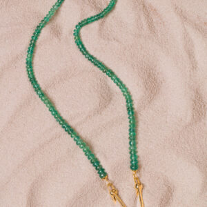 GREEN EMERALD BEAD NECKLACE WITH DOUBLE CLASP